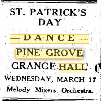 Pine Grove Grange Hall - March 1937 Ad